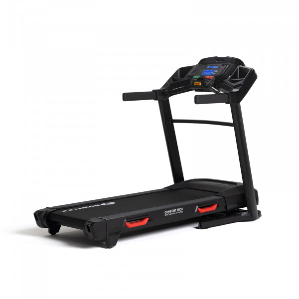 BowFlex BXT8Ji løbebånd med kraftig ramme, digital konsol med farveskærm, brede armlæn og stødabsorberet løbeflade – designet til komfortabel og motiverende hjemmetræning.