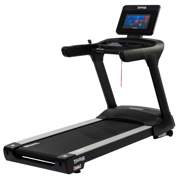 Taurus T9.9 Touch løbebånd med stor 15,6'' touchscreen, kraftig 3,5 hk motor, Orthobelt-støddæmpning og bred løbeflade – egnet til intensiv hjemmetræning og brugere op til 190 kg.