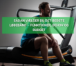 Mand sidder på et løbebånd og overvejer valg af det bedste løbebånd baseret på funktioner, behov og budget.